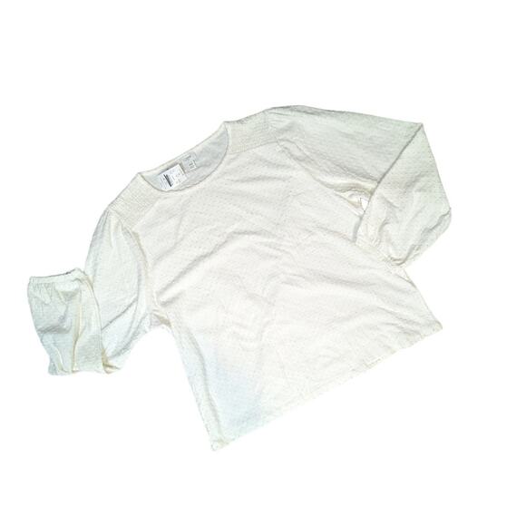 NWT J.Crew Long Sleeve Clip Dot Top Ivory Size XXL - Picture 2 of 5